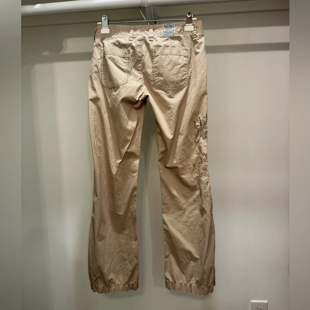 Lucky Brand Tan Embroidered Flare Pants - Picture 2 of 6
